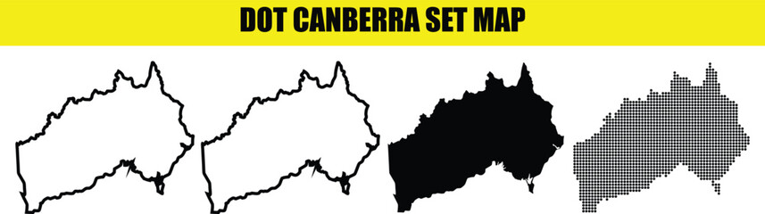 set of silhouette vector silhouette of the dot map of Canberra