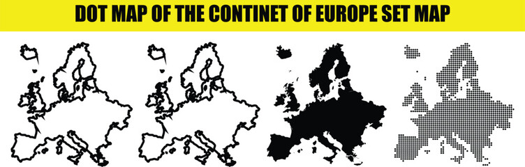 set of silhouette vector dot map of Europe