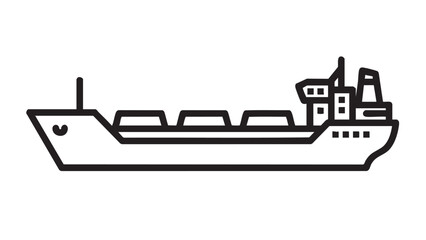 Obraz premium A cargo ship sailing through calm waters, viewed from the side, illustrating a serene maritime scene.