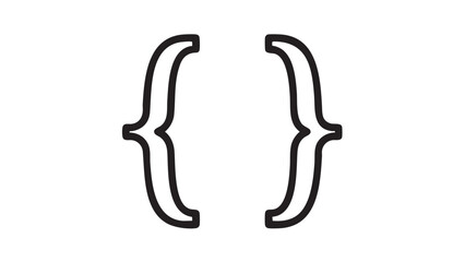 Obraz premium A minimalist graphic design featuring symmetrical curly brackets on a plain white background from a straight-on viewpoint