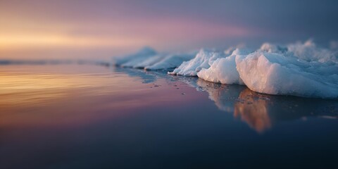 Body of water with ice on the shore