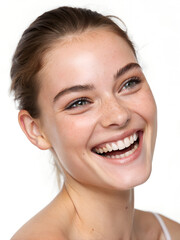 Pure Joy &ndash; Smiling Young Woman Portrait on White Background