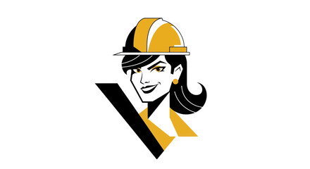 Woman wearing hard hat graphic design construction industry concept