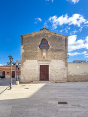 Historic church and stone buildings in the old town of Bisceglie, Puglia, Italy. Southern charm and medieval architecture.