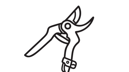 Fototapeta premium A simple line drawing of pruning shears against a plain white background