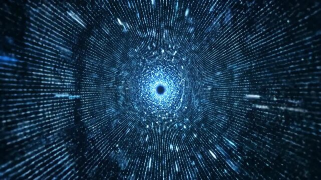 Futuristic Data Tunnel Visualizes Rapid Digital Exploration.