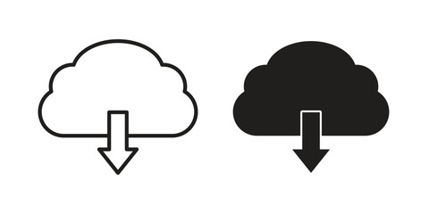 Obraz premium Download from Cloud icons or logo isolated sign symbol vector illustration - high quality black style vector icons