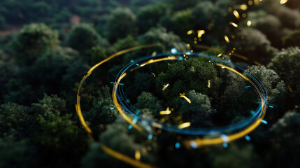 Ecology project concept recycling visualization forest aerial view sustainable environment representation circular economy nature conservation display environmental stewardship