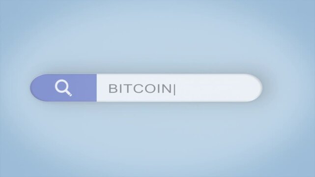 Bitcoin search with animated loading, Digital currency search display with animated progress indicator