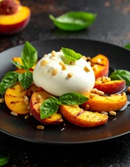 Burrata-Pfirsich-Salat mit Basilikum&ouml;l