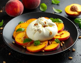 Burrata-Pfirsich-Salat mit Basilikum&ouml;l