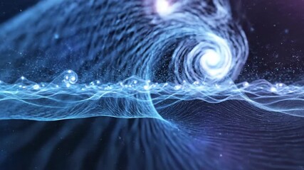 Animated Blue Waveforms Spiraling Through Digital Space.