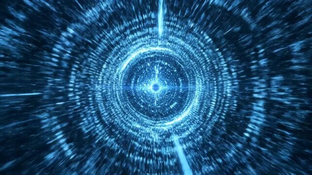 Futuristic Digital Tunnel Of Constant Data Flow.