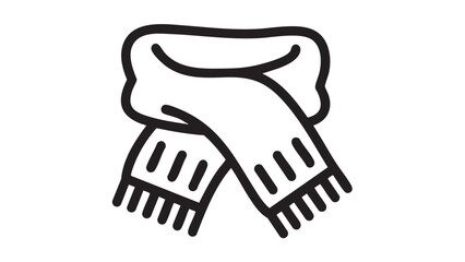 A simple black and white illustration of a scarf wrapped around a person's neck