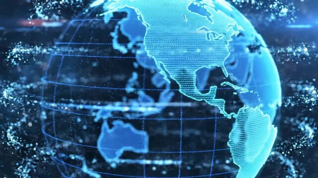 Global Digital Globe Networks and Circuits Visualized From Space.