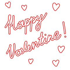 Holiday lettering card, line art calligraphy letters, Happy Valentines romantic greeting quote 