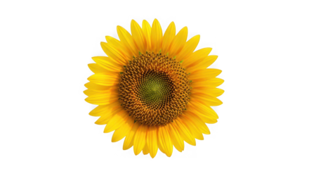 A single bright yellow sunflower of transparent