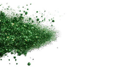 Green Glitter Texture on Transparent Background