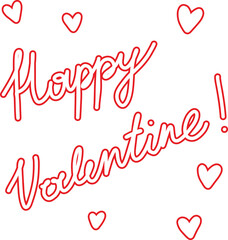 Holiday lettering card, line art calligraphy letters, Happy Valentines romantic greeting quote 