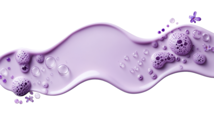 Purple Liquid Texture with Bubbles on Transparent Background