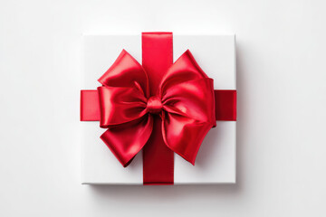 Red Bow on White Gift Box