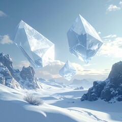 winter landscape with snow covered cristals