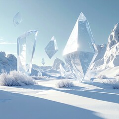 winter landscape with snow covered cristals