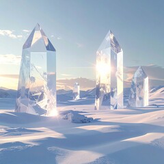 winter landscape with snow covered cristals