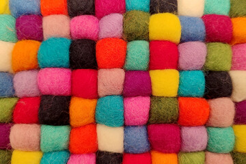 Vibrant Multicolored Felted Wool Balls Texture