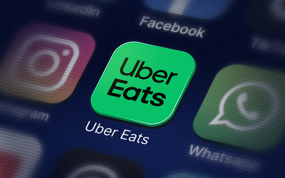 Uber Eats Company logo on the smartphone	