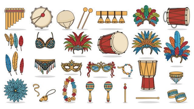 Vibrant collection of musical instruments and accessories