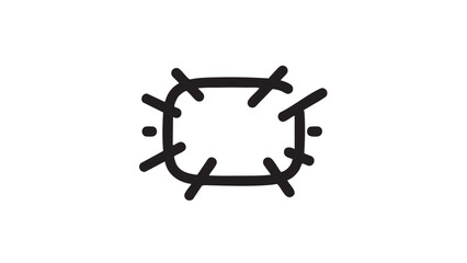 A simple black line drawing of a rounded square shape with intersecting lines on a white background viewed from directly above