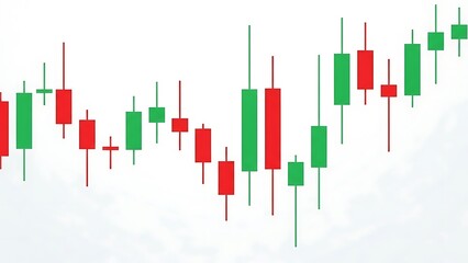 Financial market trading chart with green and red candlesticks showing price fluctuations and trends