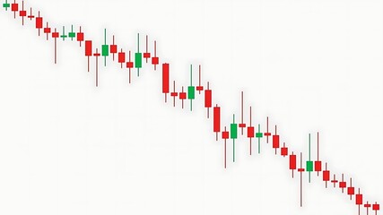 Candlestick chart depicting a downward trend, indicating financial market decline and investment losses