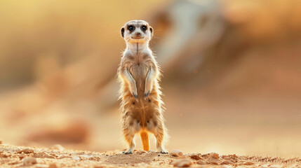 Meerkat standing alert in desert environment