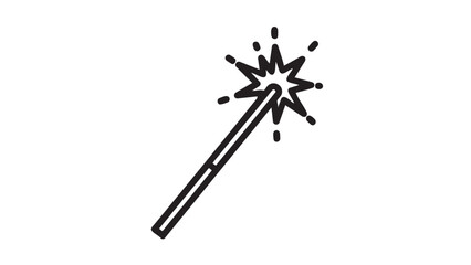 A magic wand illustration with sparkles on a white background