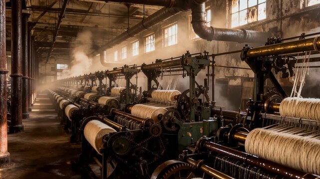 Ten Different Descriptions Capturing Spinning Mill Interior Vividly