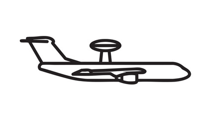 Simple black and white illustration of an airplane viewed from the side