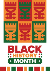 Naklejka premium Black History Month. African American History. Celebrated annual. February and October. Poster, card, banner, background. Vector illustration