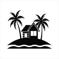 Palm Island Beach Home Silhouette