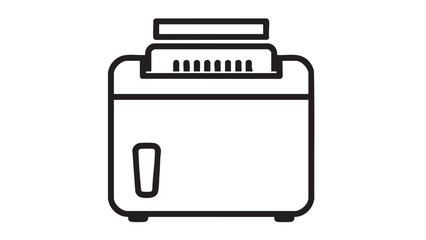 Simple illustration of a toaster on a clean white background viewed from the front