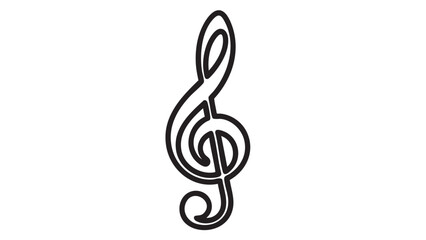 A minimalist illustration of a treble clef symbol on a plain white background viewed from a straightforward perspective