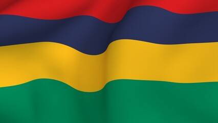 Obraz premium Mauritius national flag with four horizontal bands of red blue yellow green