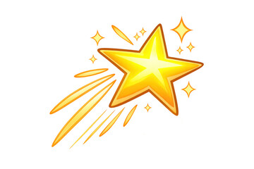 Obraz premium Golden comet star shooting across sky with glittering sparkle and glowing light, transparent background