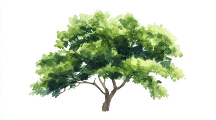Vector tree top watercolor design for landscape planning and gardening layout on a white background, elements for architect and environmental use