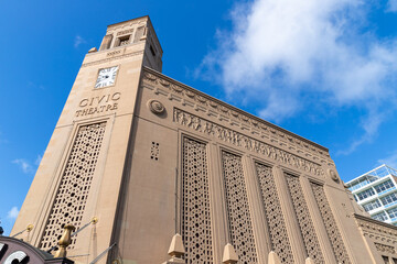 Auckland Civic Theatre Historic Exterior on Queen Street, New Zealand