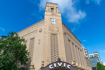 Auckland Civic Theatre Historic Exterior on Queen Street, New Zealand