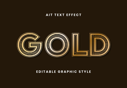 Golden Gatsby Outline Text Effect Outline Luxury Retro Font
