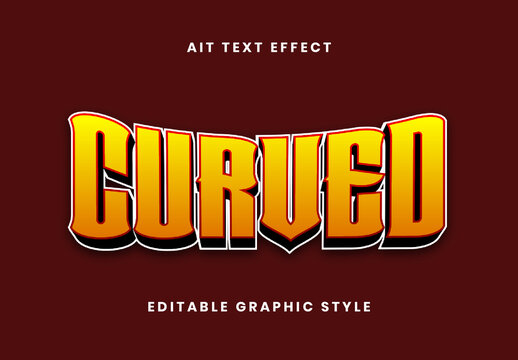 Orange And Yellow Curved Arc Text Effect Comic Bold Font