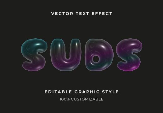 Multicolor Soft Soap Texture Text Effect Bubble Glossy Font